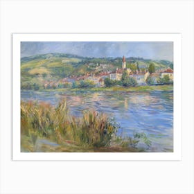 Village Lakeshore Elegance Painting Inspired By Paul Cezanne Art Print