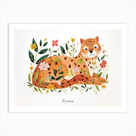 Little Floral Puma 2 Poster Art Print