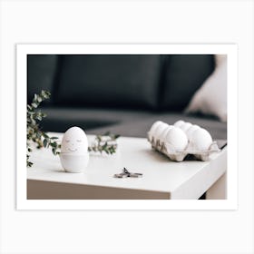 White Eggs On A Table 2 Art Print