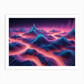 Abstract Landscape With Glowing Lines And A Futuristic Aesthetic 1 Art Print