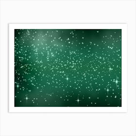 Green Tone Shining Star Background Art Print