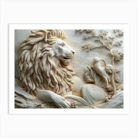 Lion And Bird Art Print