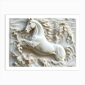 3D Horse Carved in Marble Art Print