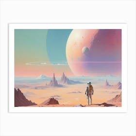 Space Landscape vintage retro sci-fi art 1 Art Print