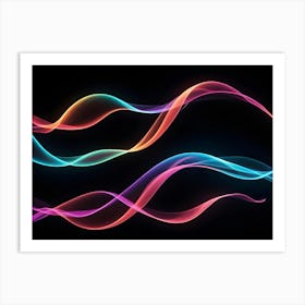 Abstract Image Of Colorful, Glowing Waves On A Black Background, Creating A Dynamic And Energetic Effect 8 Art Print