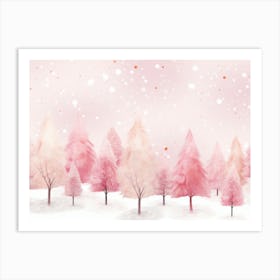 Pink Christmas Trees Art Print