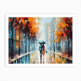 Couple Walking In The Rain 5 Art Print