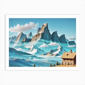 Cabin In The Mountains Art Print