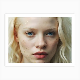 Portrait Of Albino Girl With Freckles and blue eyes 2 Art Print