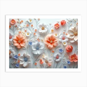 3d Lush Array of Flowers Art Print