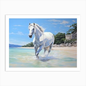 A Horse Oil Painting In Ao Nang Beach, Thailand, Landscape 4 Art Print