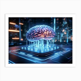 An Intricate Digital Brain Interface Intertwined With A Vast Ai Network Studying The Neural Connec 2 1 Art Print