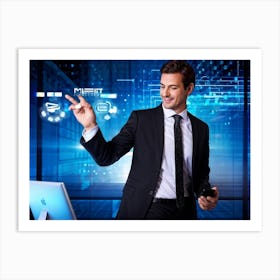 Businessman Pointing At Computer Screen 2 Art Print