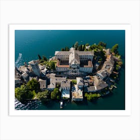 The beautiful island of San Giulia on Lake Orta in Italy. Art Print