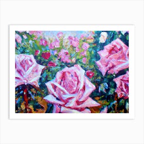Rose garden abstract oil painting Art Print
