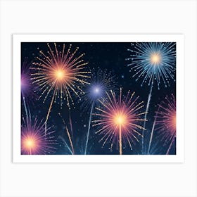 Abstract Image Of Colorful Fireworks Exploding In The Night Sky, Creating A Bright And Vibrant Display Of Light And Color Art Print