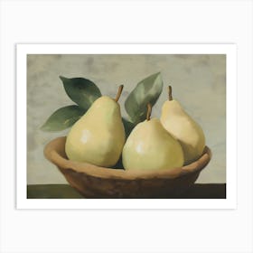 Three Pears In A Bowl Art Print