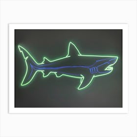 Green Scalloped Hammerhead Neon Shark 4 Art Print