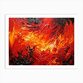 Abstract Art Capturing The Essence Of Burning Passion Hues Of Red And Orange Dance In A Turbulent I Art Print