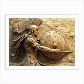 3d Relief of an Ancient Greek Warrior Art Print