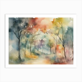 Watercolor Of A Forest 3 Art Print