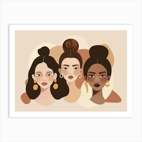 Three Women With Hairstyles Art Print