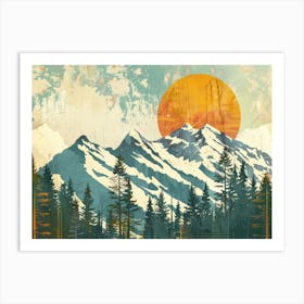 Retro Mountains 3 Art Print