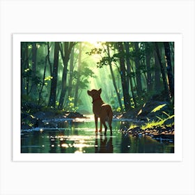 Dog In The Forest Art Print