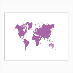 World Map In Purple Art Print