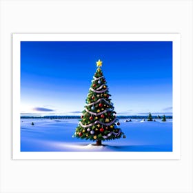 3d Animation Style Christmas Tree On North Pole 3 Art Print