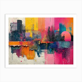 Colorful Chronicles: Abstract Narratives of History and Resilience. Cityscape Abstract Painting Art Print