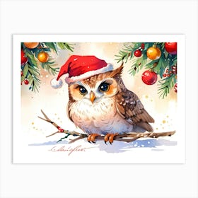 Christmas Owl 3 Art Print