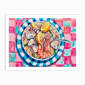 Seafood Risotto Pink Checkerboard 1 Art Print