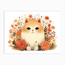 Flowery Cat Art Print