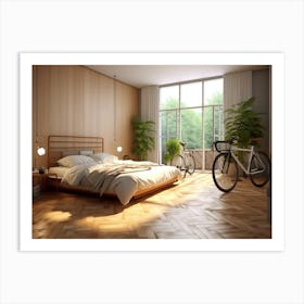 Bedroom With Bicycles 1 Art Print