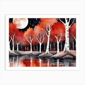 Moonlight Over The River 2 Art Print