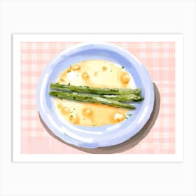 A Plate Of Asparagus, Top View Food Illustration, Landscape 3 Art Print