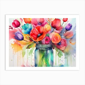 Flowers In A Mason Jar Art Print