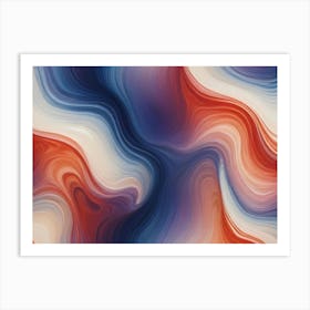 Swirling Liquid Marble Texture With Vibrant Orange, Red, Blue, And White Colors Art Print