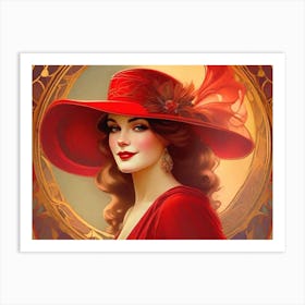 Lady In A Red Hat Art Print