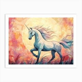 Fantasy Illustration Of A Wild Unicorn Horse 7 Art Print