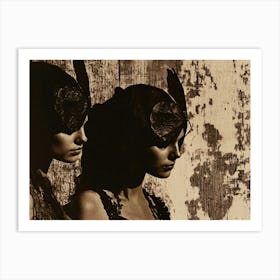 Two Women With Feathers Art Print