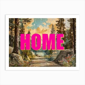 Pink And Gold Home Poster Vintage Woods Illustration 2 Art Print