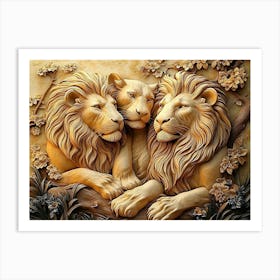 3d Three Lions Art Print