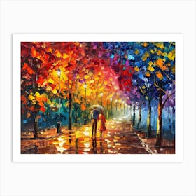 Couple Walking In The Rain 4 Art Print