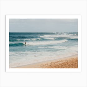 Surfer In The Waves At Oahu In Hawaii Art Print