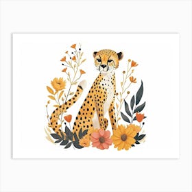 Little Floral Cheetah 5 Art Print