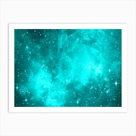 Aqua Shade Galaxy Space Background Art Print