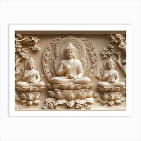 3d Hindu Ancient Religious Buddha Art Print