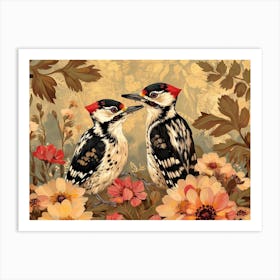 Floral Animal Illustration Woodpecker 2 Art Print